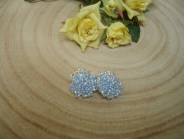 Boucles d'oreilles à clips Bleu argent  petites perles (O-153)