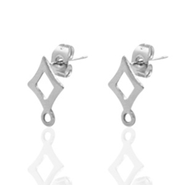 Clous d'oreilles rectangle Argent  Ca14x9 / KD71676 /  4 pièces