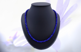Collier Perles flammées bleues  (K-134)