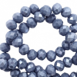 Denim blue-pearl shine  Facette  6x4mm / 100 pièces / KD56355