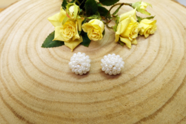 Boucles d’oreilles tige - Blanc - avec des facettes (O-132)