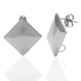 Clous d'oreilles avec oeillet , argent /  2 pièces  / KD71798