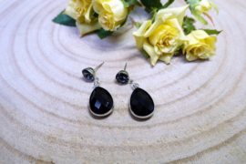 Boucles d’oreilles tige Noir avec facette (O-126)