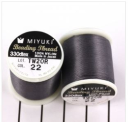 Miyuki Nylon Rijgdraad B, 0.25mm -  Donker grijs  - 50 meter - Nummer 22