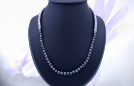 Collier perles Hématite et gris clair (K-115)