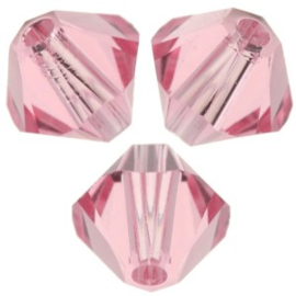 SW/292 - 4mm  Swarovski Bicone  5328 Light Rose / Per 50 stuks