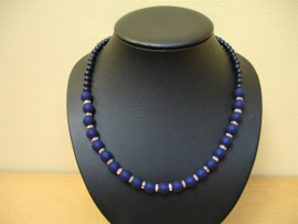 Blauwe ketting met strass tussenstukken  (K-18)