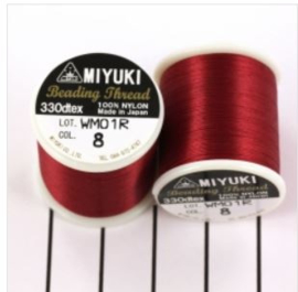 Miyuki Nylon Rijgdraad B, 0.25mm -  Rood  - 50 meter - Nummer 8