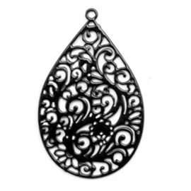 Pendentif bohémien noir 	ca. 30x19mm / 4 pièces / KD49055