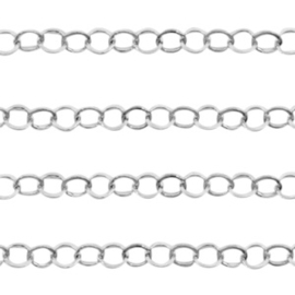 Jasseron ketting 4mm  Zilver / 2 meter / KD72518