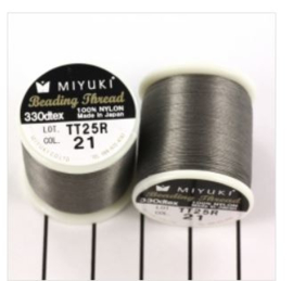 Miyuki Nylon Rijgdraad B, 0.25mm  -  Midden grijs  - 50 meter - Nummer 21