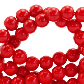 Perles en verre 8 mm opaque Rouge vif / 50 pièces / KD66354