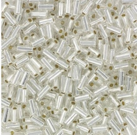 Bugle Miyuki silverlinded Crystal  3 mm / 10 grammes / KD704