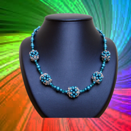 Verkocht : Ketting Turquoise met High Quality Crystals (K-80)