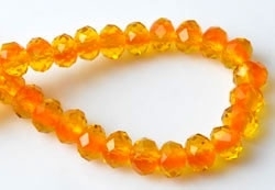 Oranje  gevlamd  Kristal Facet 6x4mm / 40 stuks / KD10640