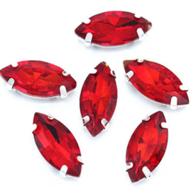 Navette (opnaai) 15x7mm, rood  / 10 stuks - High Quality Crystals 