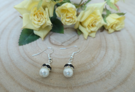 Boucles d'oreilles -  blanc - avec des  Strass  (O-110)