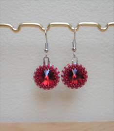 Boucles d’oreilles Cristaux de haute qualité Rivoli rouge (O-9)