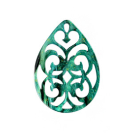 Pendentif goutte baroque 38x27mm Vert océan / 2 pièces / KD62908