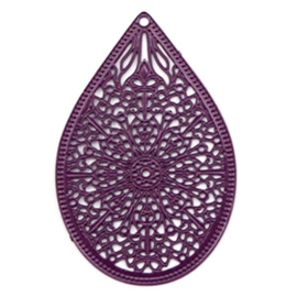 Pendentif bohémien aubergine  ca 35x23mm /  4 pièces /  KD49052