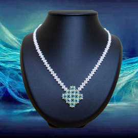 Ketting High Quality Crystals (AB2X), witte rocailles   (K-12)