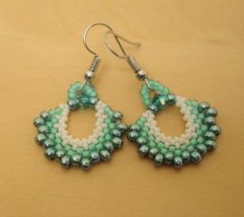 Boucles d'oreilles -  blanc- vert - avec des Cristaux de haute qualité (O-61)