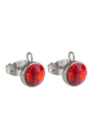 Clous d'oreilles avec anneau Rouge / 2 pièces / KD20876