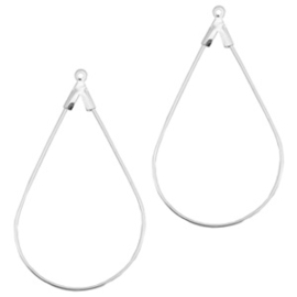 Crochets Boucles d'oreilles Créole ovale en Argent sans Nickel / 4 pièces / KD37295