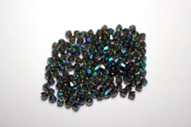 SW/107 - 4mm Bicone Jet AB (Black-Green-Bleu)  / Per 50  stuks - High Quality Crystals 