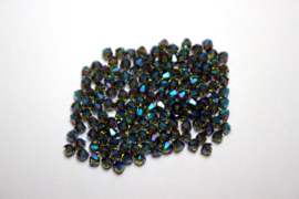 Nr 107 - 4mm Toupie   Black-Green-Bleu  / Par 50 pièces - High Quality Crystals 