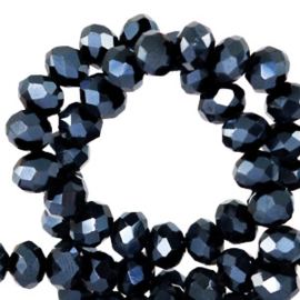 Perles à facettes 4x3mm disque Noir-pearl shine coating / cordon ± 130 pièces / KD64188