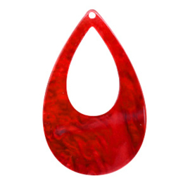 Pendentif rouge flambé / ca. 57x36mm / 2 pièces / KD60691