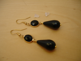 Boucles d’oreilles Noir, 4cm  (O-7)