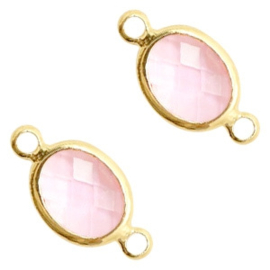 Tussenstuk crystal Pink/goud 16x10mm / 4 stuks / KD54606