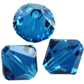 Nr 250 - 4mm Toupie  Capri Blue   / Par 50 pièces - High Quality Crystals 