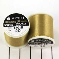Miyuki Nylon  Rijgdraad B, 0.25mm  - Beige/Goudkleur - 50 meter - Nummer 20