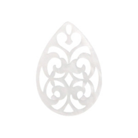 Pendentif baroque blanc 38x27mm / 2 pièces / KD58960