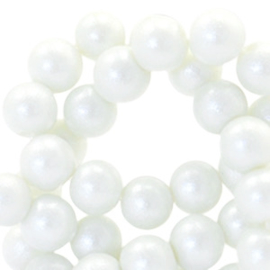 Wit pearl glitter 8mm / 50 stuks / KD43752