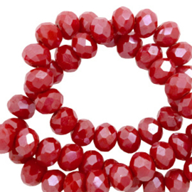 Carmine rood Pearl Shine coating Facet  8x6mm / per stuk / KD60972