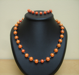 Ketting Oranje met bijpassende armband (K-60)