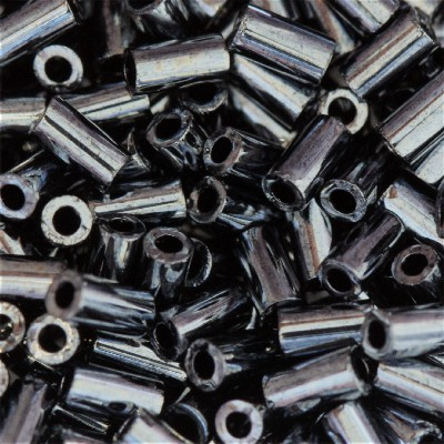 Toho Bugle tubes 3mm  - 10 grammes -  Metallic hematite - KD11571