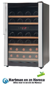 477800032 - Wijnkoel -  wijnklimaatkast, bedrijfsklaar vrijstaande versie zwart, glazen deur, voor max. 32 flessen NORDCAP