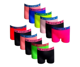 Kinder microfiber boxer short Band –licht, zacht & naadloos comfort  12 Pack Meisjes
