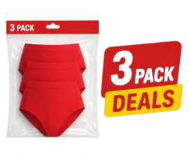 Dames microfiber Taille Slips Red– licht, zacht & naadloos comfort 3 Pack