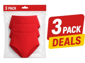 Dames microfiber Taille Slips Red– licht, zacht & naadloos comfort 3 Pack