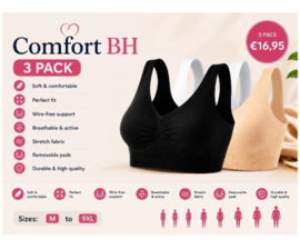 Damen BH ohne Bügel mit Polsterung – Nahtloser Komfort BH aus Mikrofaser –Schwarz Weiss Nude – Größen M bis 9XL