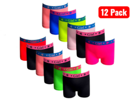 Kinder microfiber boxer short –licht, zacht & naadloos comfort  12 Pack Meisjes 6-8