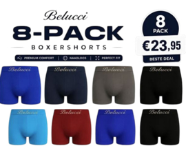 Heren Microfiber Boxer Shorts Belucci– licht, zacht & naadloos comfort 8 Pack