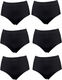 Dames Taille Slips 6 Pack M/L Zwart Ladies
