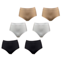 Dames Taille Slips 6 Pack M/L Zwart Wit Huid Ladies